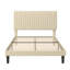 Queen Size Upholstered Platform Bed with Adjustable Headboard and Wooden Slats-2112072438-2112072430