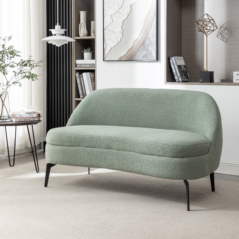 Bula 50" Upholstered Loveseat, Green Performance Boucle