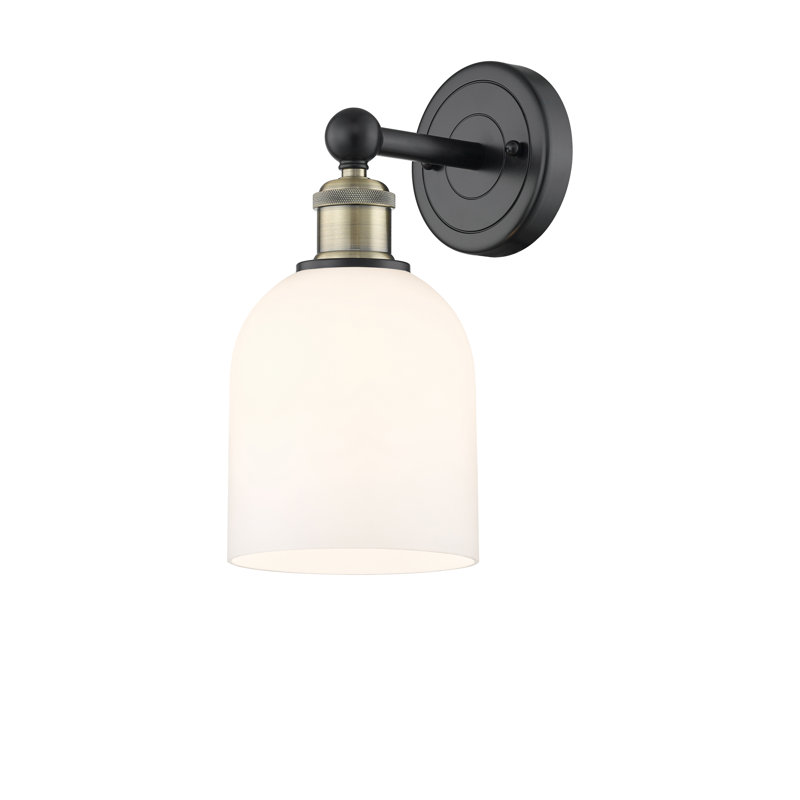 Allysson Steel Armed Sconce, Black Antique Brass, Glossy White