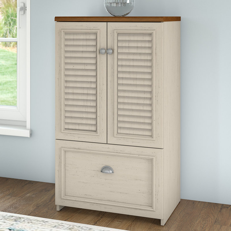 Osvald 23.74'' Wide 1 -Drawer File Cabinet, Antique White/Tea Maple