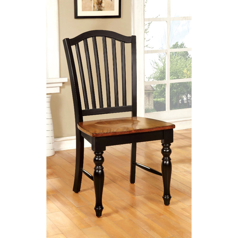 Deux chaises d'appoint en chêne noir et chêne antique, 2 chaises de salle à manger rectangulaires en chêne, bois massif et design élégant
