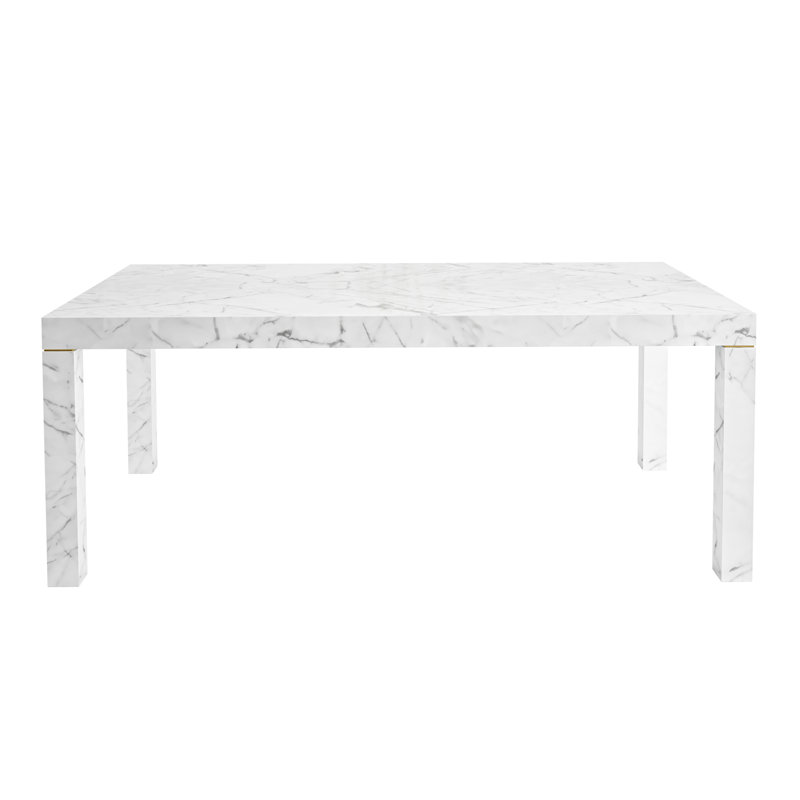 Federico Dining Table, Polished White Carrara