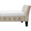 Canapé-lit rembourré en polyester fin capitonné à boutons avec pieds en bois, beige