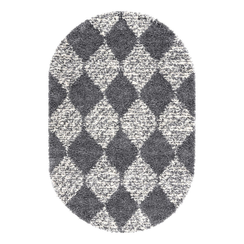 Serenity Shag Geometric Indoor Rug, Oval 5'3" x 8'