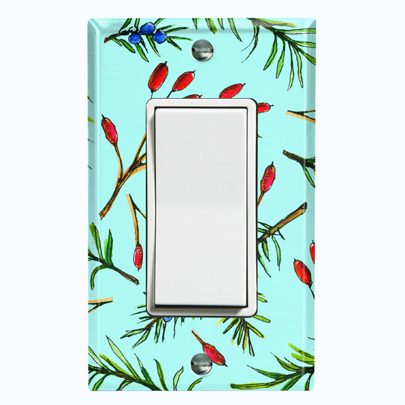 Rosemary Berry Teal Wallpaper Wallpaper Patterned 1 - Gang Rocker Standard Wall Plate