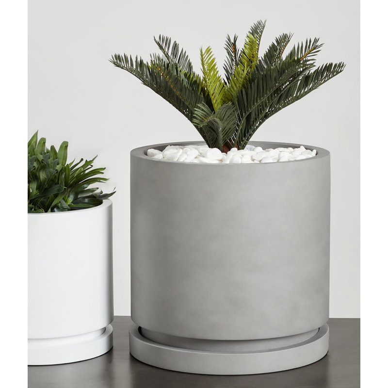 Finnly Handmade Pot Planter, 11.75" H x 11.5" W x 11.5" D, Gray