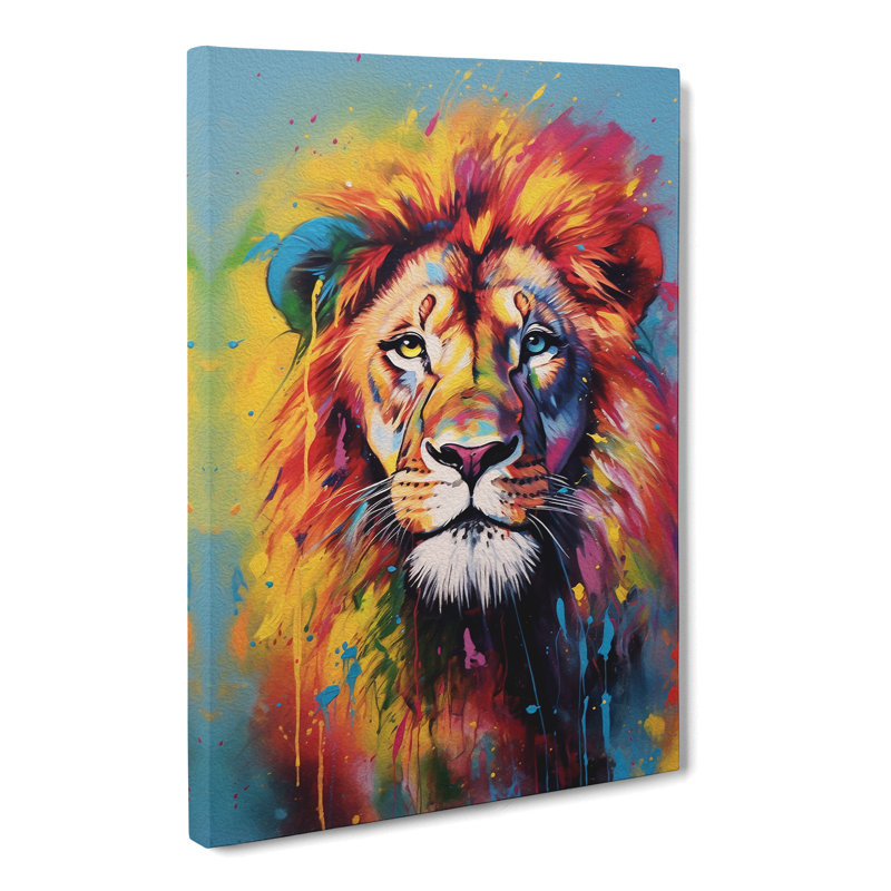 Lion Colour Field Art No.2 - No Frame Print, 60cm H x 40cm W x 3cm D