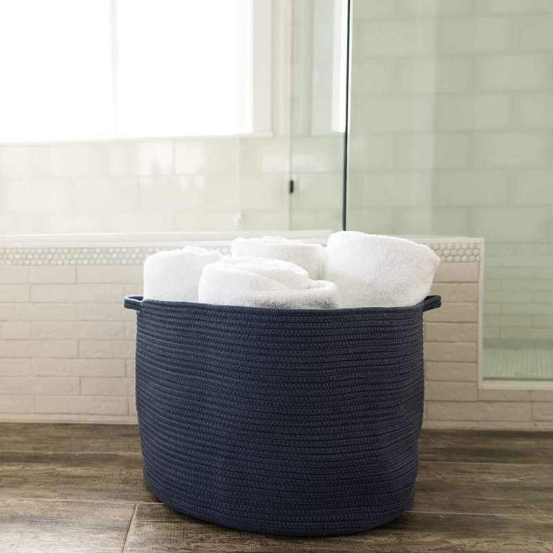 Panier à linge en coton, H 14 po x l 20 po x P 20 po, Gris foncé