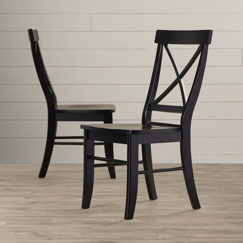 Chaise d'appoint en bois massif avec dossier croisé Dugazon Duante, Noir