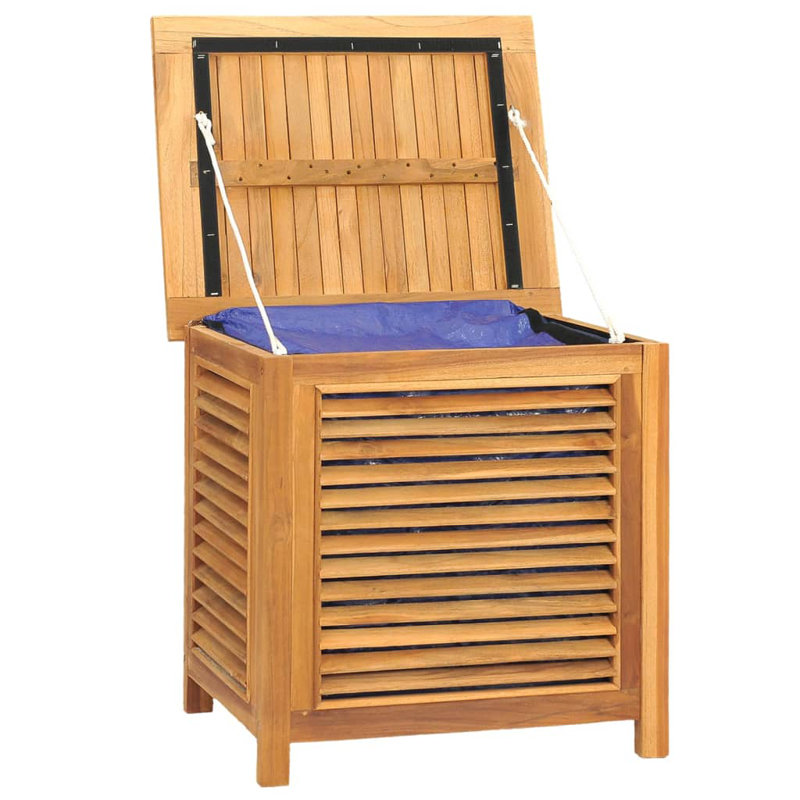 Dakota Fields Atousa 60cm W Water Resistant Teak Solid Wood Deck Box in Brown