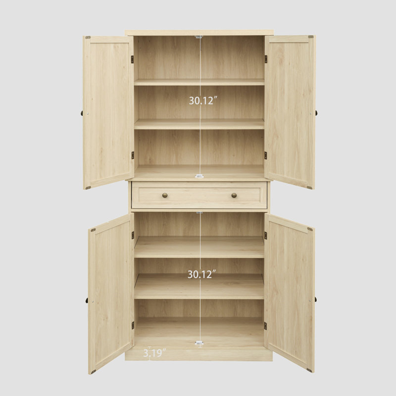 Armoire 4 portes avec 1 tiroir, Naturel