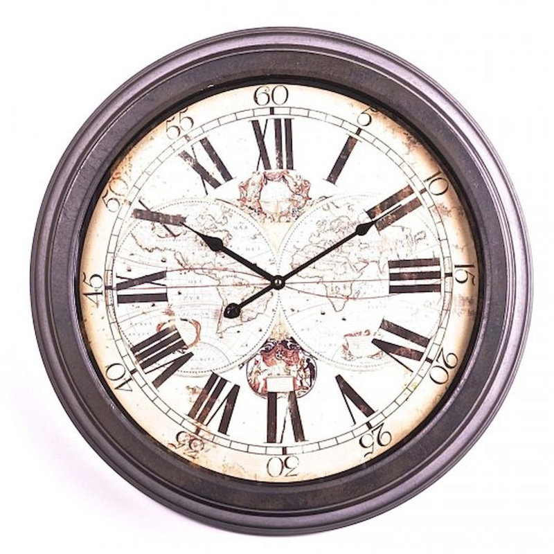 Horloge murale en métal carte du monde Igor