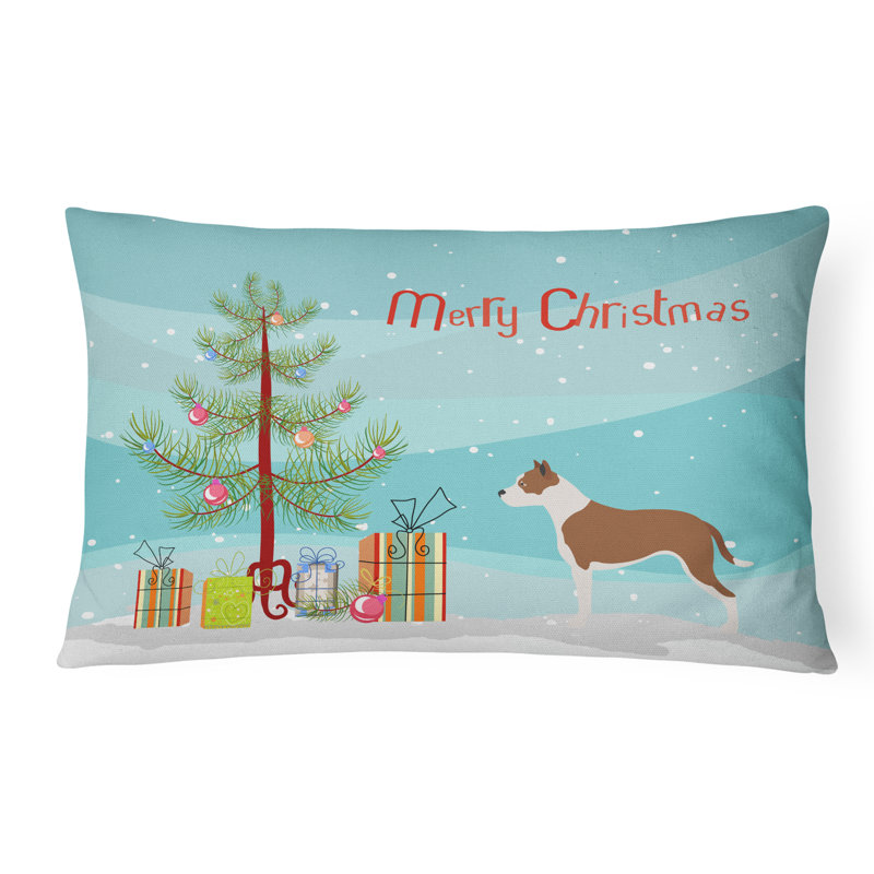  Coussin intérieur / extérieur Pit Bull Terrier Christmas