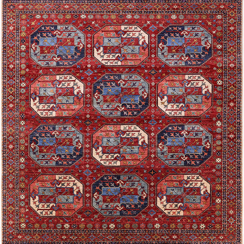 Tapis 100% moderne de style Mid-Century 2310 lavable à la machine, Carré 4 pi
