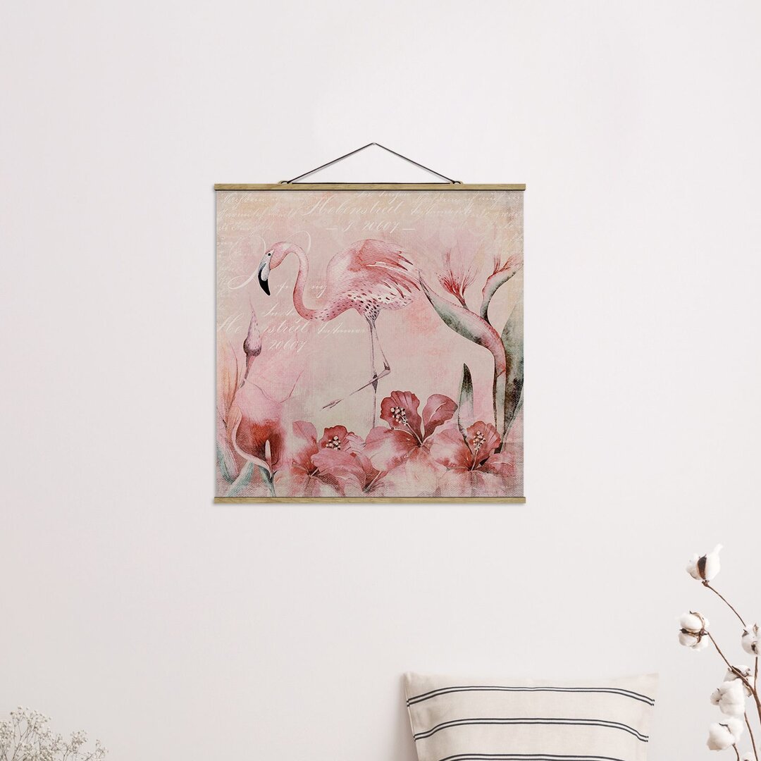 Kunstdruck Shabby Elegance Collage Flamingo