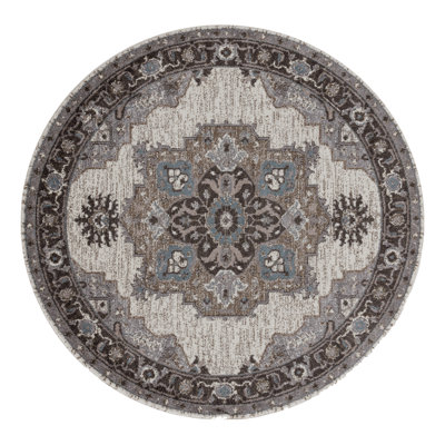 Tapis traditionnel à bordure médaillon durable Honig