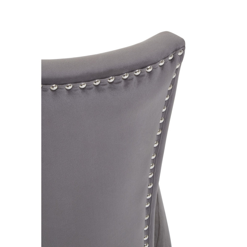 Otsego 53cm H Velvet Upholstered Side Chair, Grey
