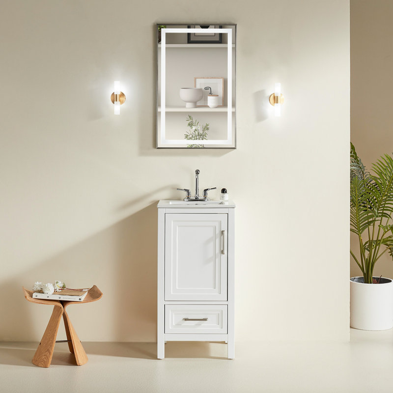 Meuble-lavabo simple autoportant de 18 po avec plateau entièrement assemblé