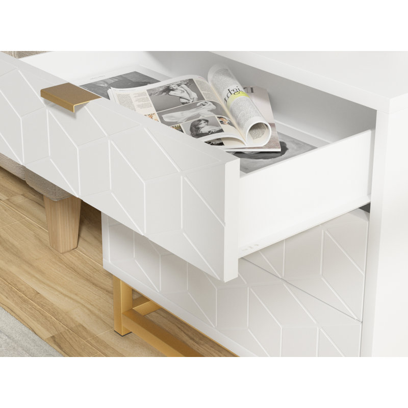 Commode 3 tiroirs pour chambre à coucher, commode avec pieds en métal, pour couloir, placard