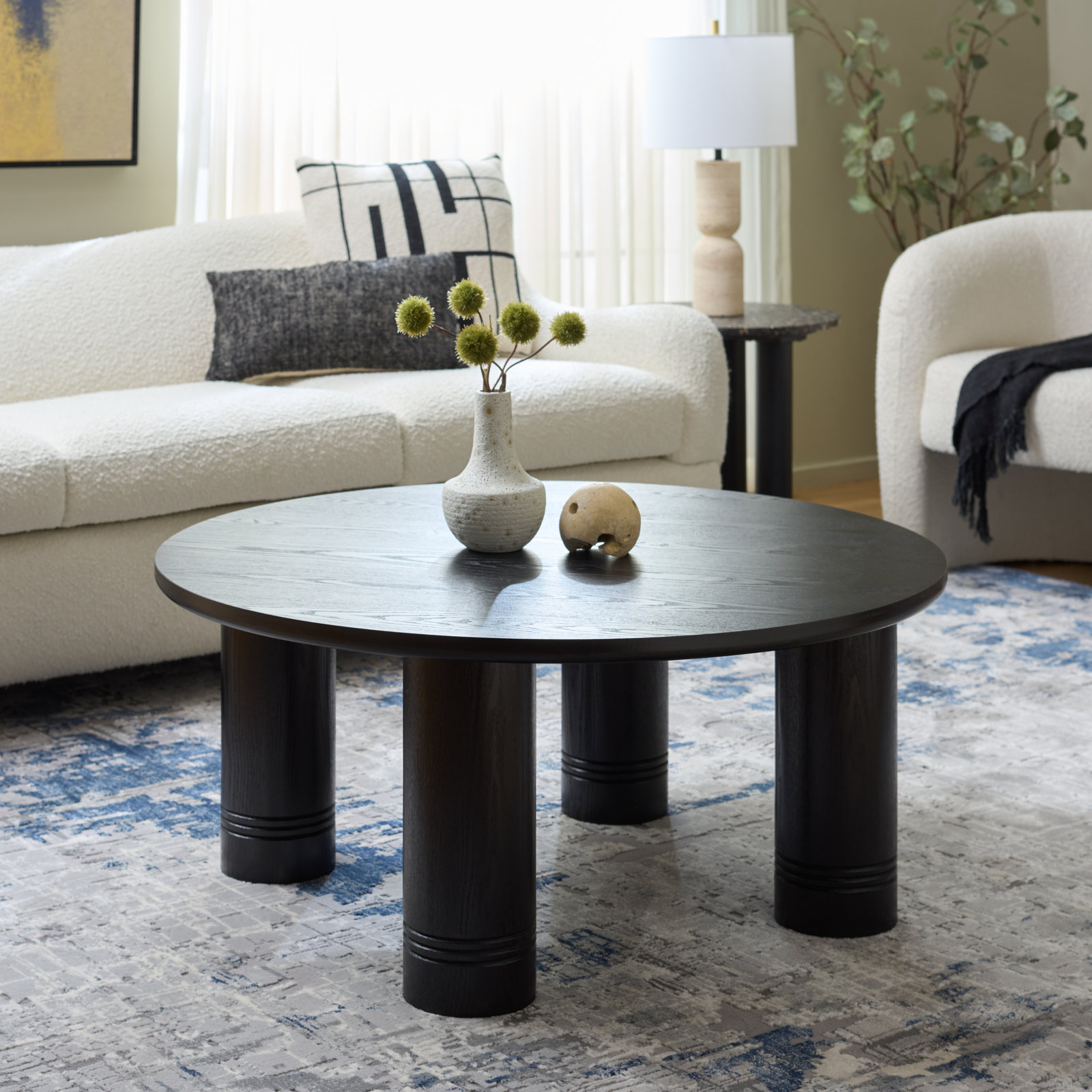 Canino Round Coffee Table, Black