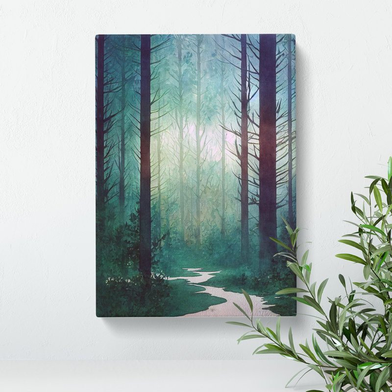 Forest Path Watercolour - Wrapped Canvas, 50cm H x 35cm W x 3cm D