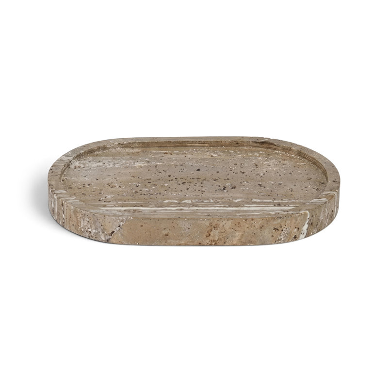 Ophelia Grey Travertine Tray, Grey Travertine