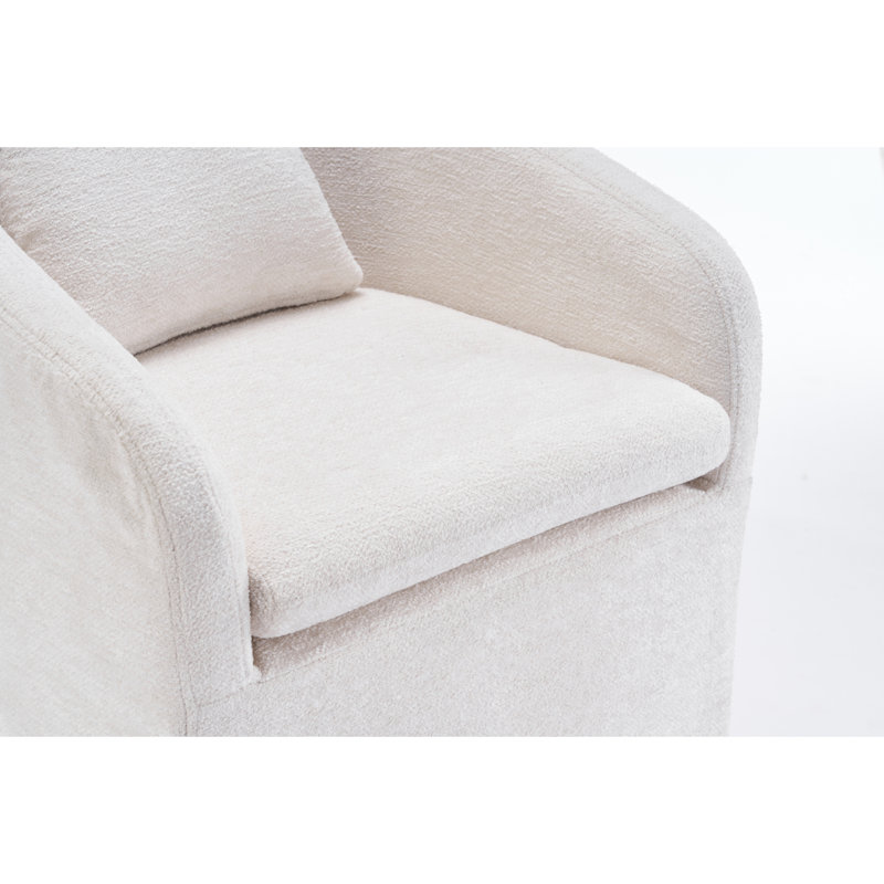 Ensemble de 1 fauteuil de salle à manger en chenille avec coussin de dossier et roues universelles