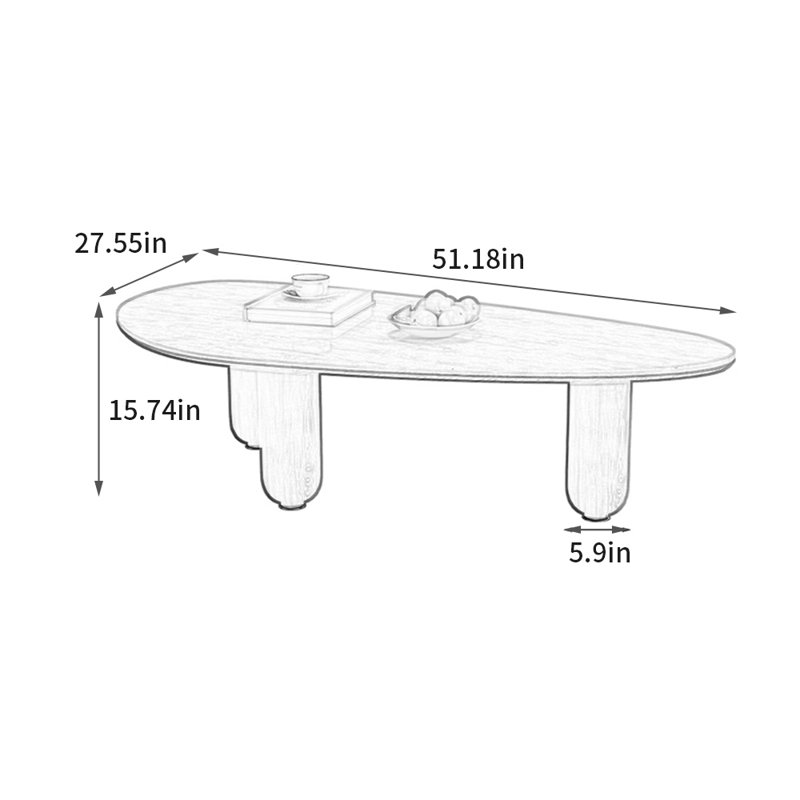 Table basse Wabi-sabi, H 15,74 po x L 51,18 po x l 27,55 po