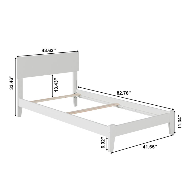 Lit à panneaux en bois massif Amodio par Mack & Milo™, Blanc, Simple TG
