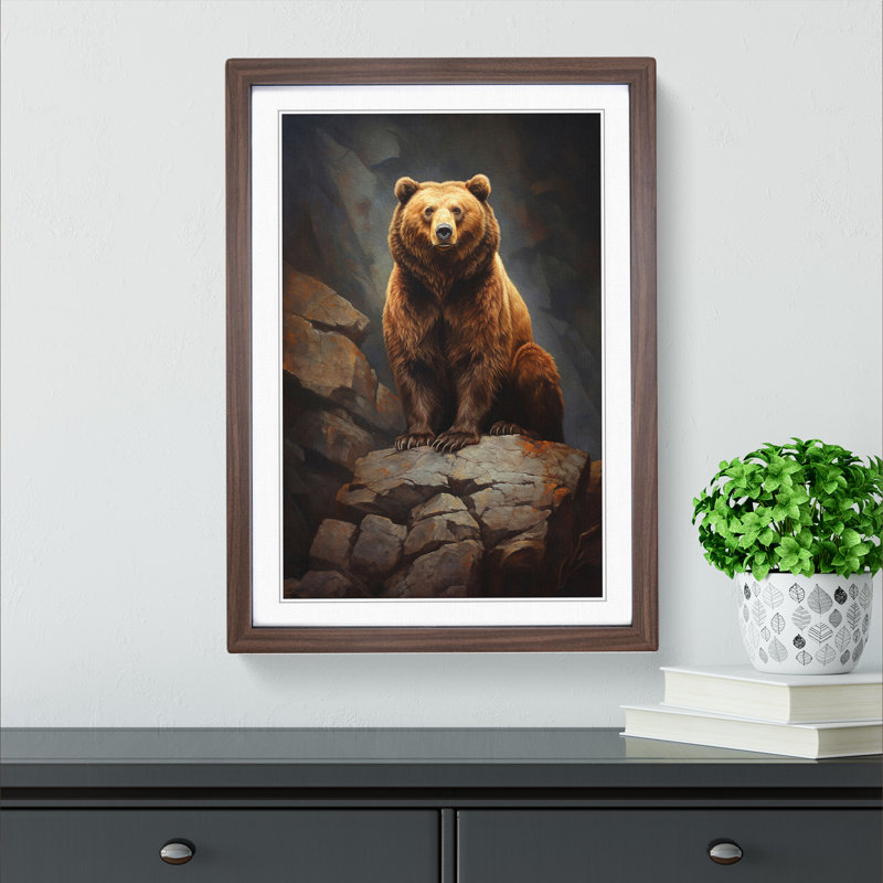 Bear Realism Art - Framed Print, Walnut Framed, 64cm H x 46cm W x 2cm D