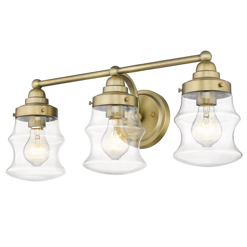 3 - Light Dimmable Vanity Light, Antique Brass