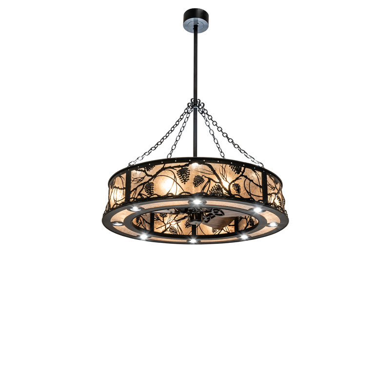 56" Wide Whispering Pines Chandel-Air, Matte Black, 9.5" H x 45" W x 45" D