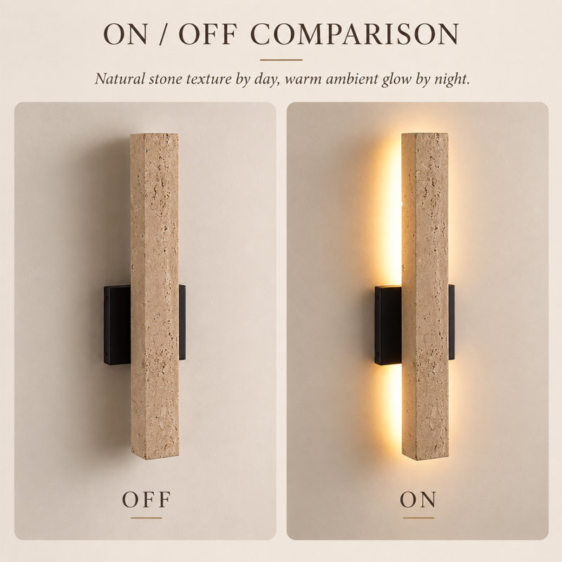Organic Modern 21.7" Natural Travertine Integrated LED Architectural Wall Sconce