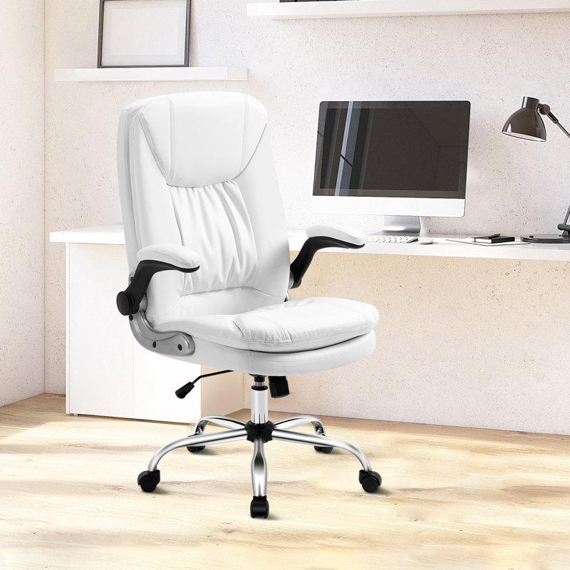 Inbox Zero Polyurethane Executive Chair, White