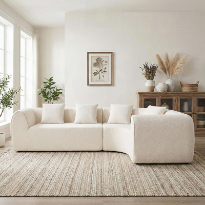 Modern Curved L-Shaped Modular Sectional Sofa with High-Density Foam, 2-Piece Set, Fully Assembled Right Hand Facing,  for Living Room, Lounge
