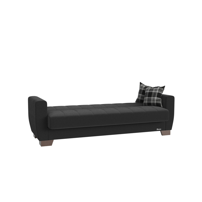 Canapé-lit rembourré convertible avec rangement, Noir
