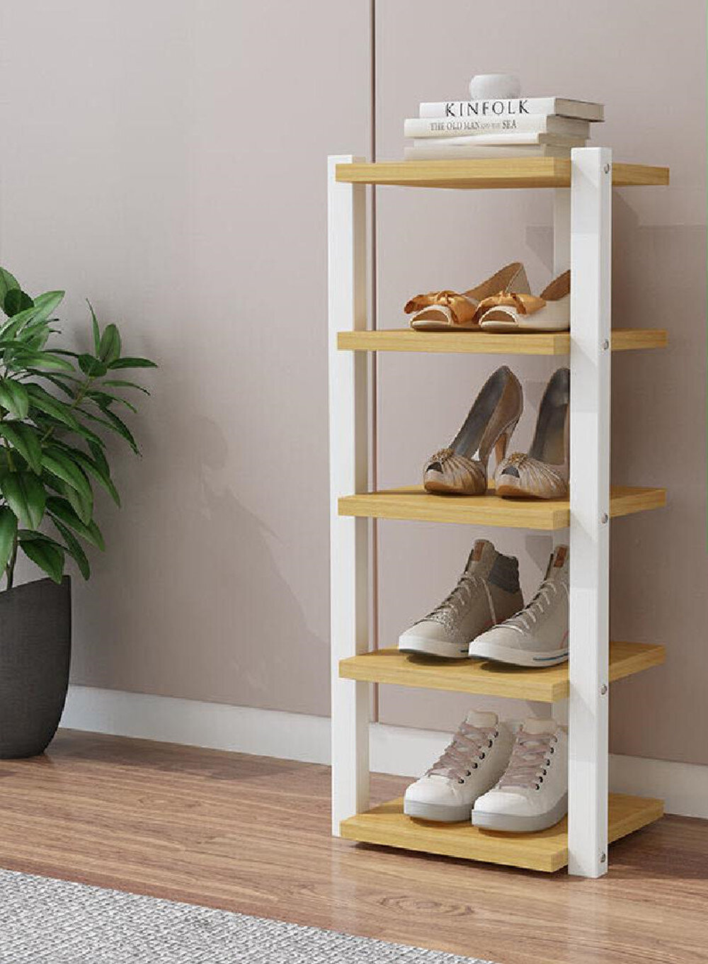 Ebern Designs 12 Pair Solid Wood Shoe Rack