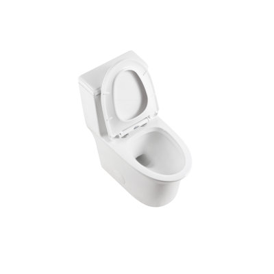 One Ceramic Toilet, 1.1/1.6 Flushing, 15.55 In Comfort Height, White, Soft Close Seat, And Approved White &