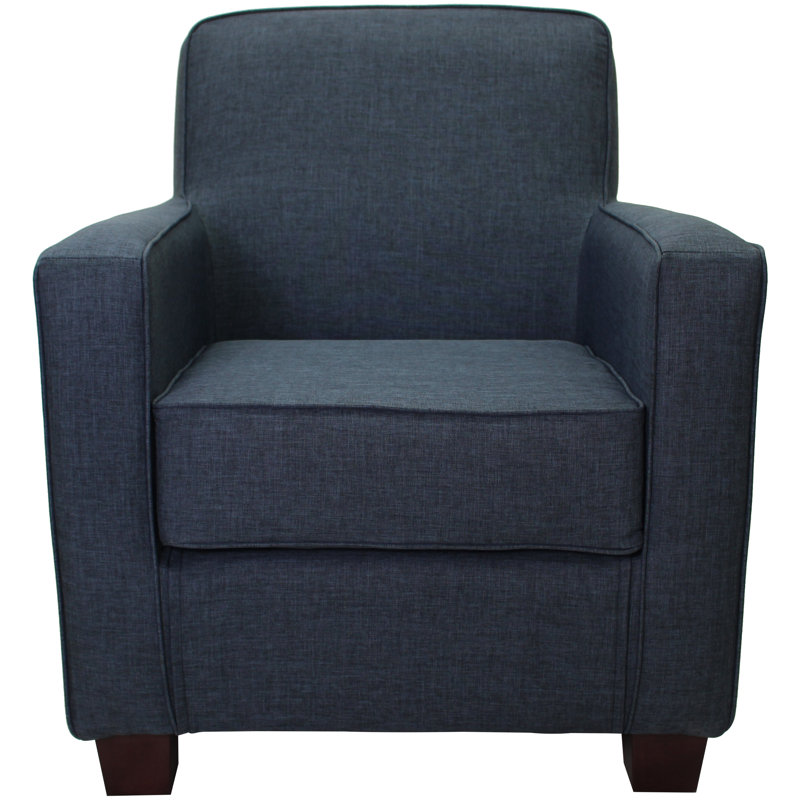 Upholstered Armchair, Jitterbug Navy Performance Basketweave