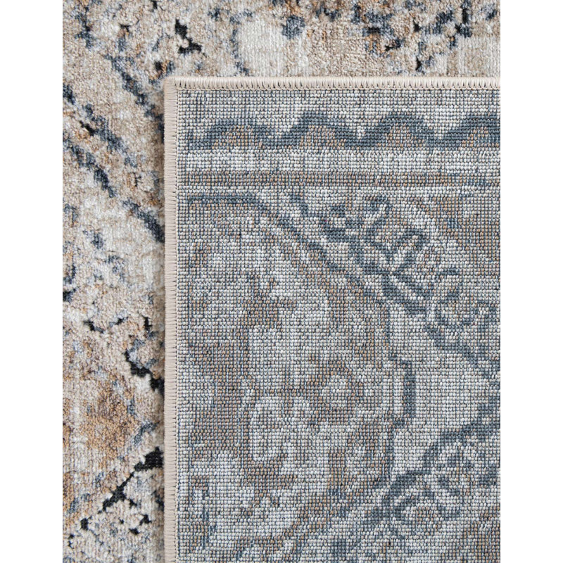 Tapis oriental bleu et beige Coran, Rectangle 10 pi x 14 pi 5 po