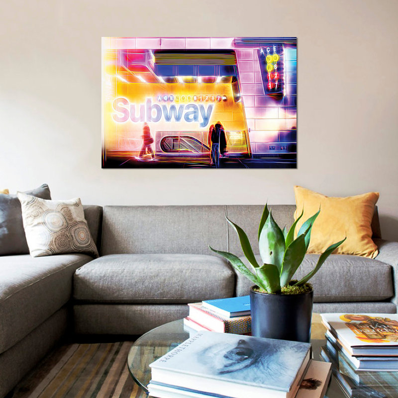 «Subway» par Philippe Hugonnard - Estampe numérique sur toile tendue avec châssis, H 18 po x l 26 po x P 1,5 po, Pas de tapis