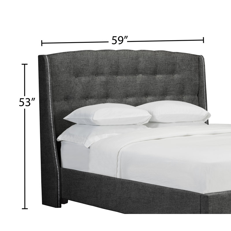 Tardif Upholstered Headboard, Full, Velvet - Slate