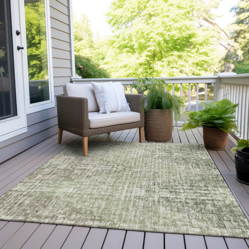 Tapis intérieur / extérieur lavable à la machine Xhevrie, Rectangle 10 pi x 14 pi