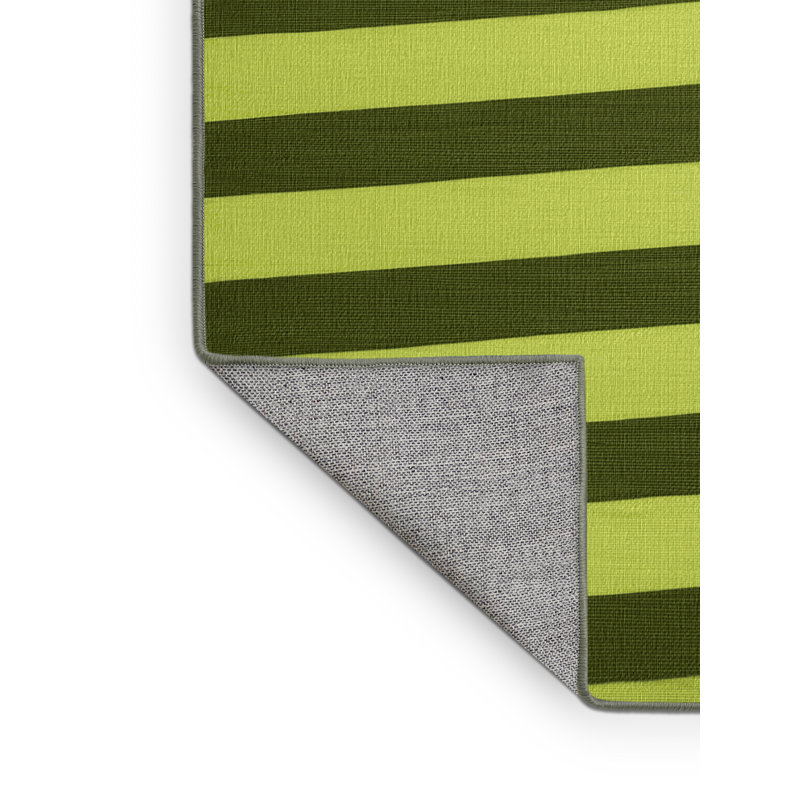 Tapis vert à rayures horizontales lavable à la machine, Carré 7 pi