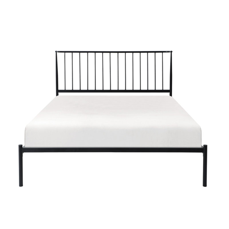 Grand lit en métal avec cadre en métal noir, confort de chambre à coucher - plateforme noire moderne pour pièce décorative
