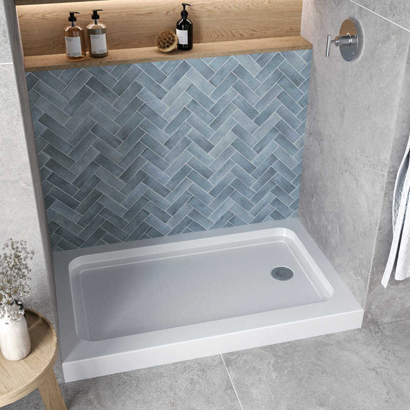 48 in. x 32 in. Alcove Acrylic Shower Base in Glossy White With Right Drain, Drain Included, Glossy White