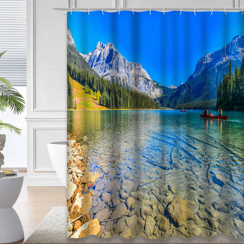 Rideau de douche avec 12 crochets Emerald Lake, L 72 po x l 78 po