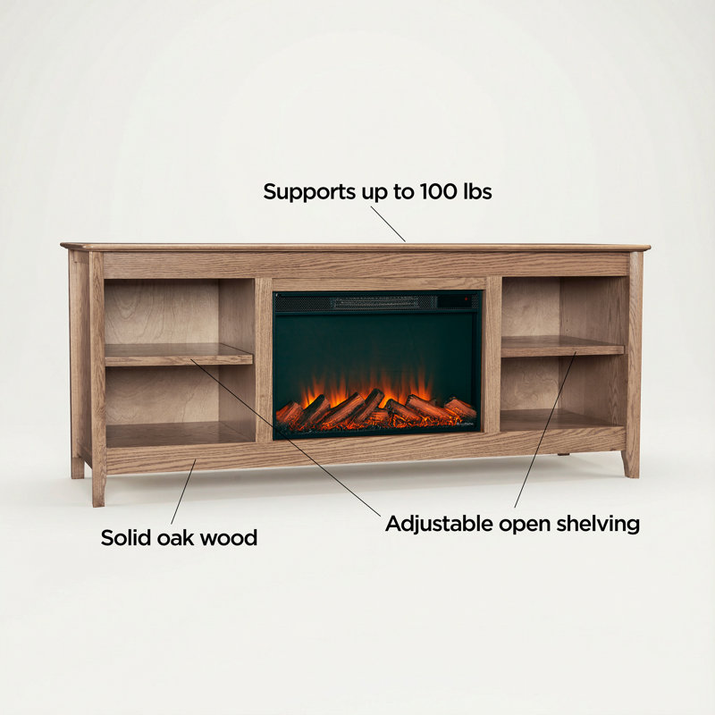 Fraley 68" Electric Fireplace TV Stand, Tan Oak