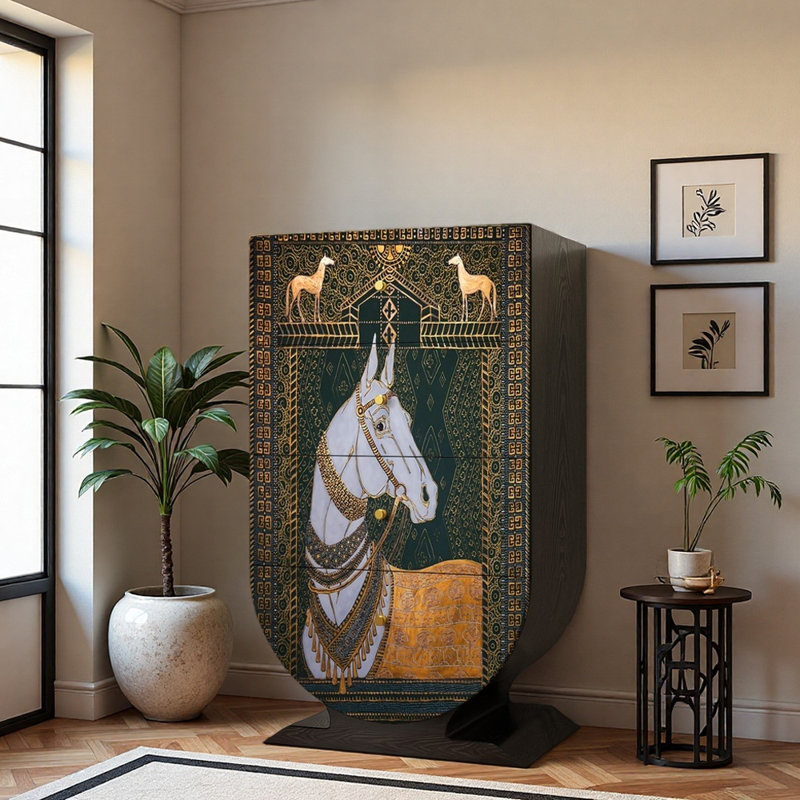 Armoire d'entrée en bois massif rétro français