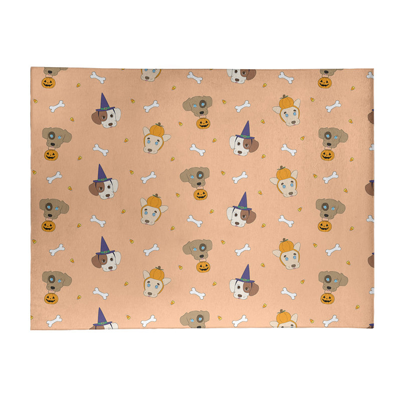 Tapis orange/bleu/brun zone fait main, Rectangle 9 pi x 12 pi